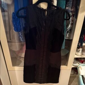 White House Black Market Black Lace and Velvet Mini Dress